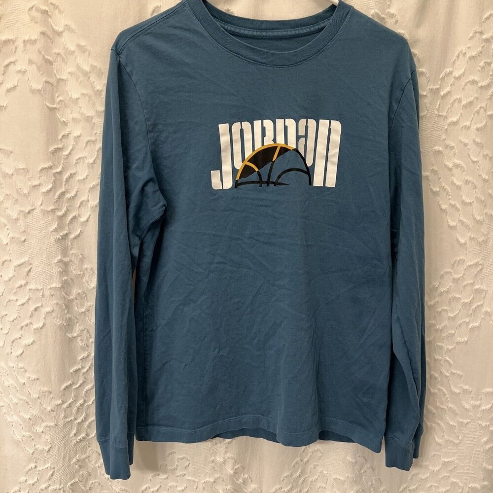 Nike Air Jordan Sport DNA Logo T-shirt Men’s M DC9771-415 Long Sleeve Green - Picture 1 of 7